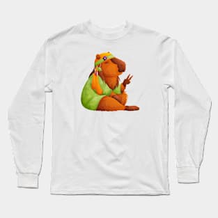 Cute capybara in hippie clothes Long Sleeve T-Shirt